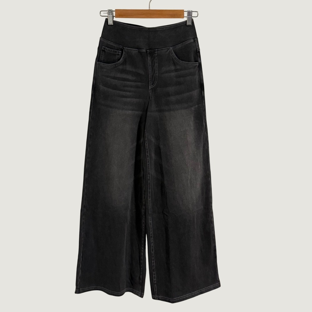 Halara Flex Denim Jeans Womens XS Petite Black Wide Leg Stretch Streetwear NWT